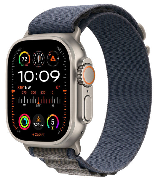 Apple Watch Ultra 2 LTE Silber Titan 49mm Alpine Loop Blau Medium MREP3 - Ohne Vertrag