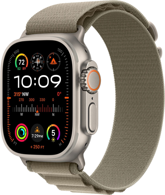 Apple Watch Ultra 2 LTE Titan 49mm Alpine Loop Oliv Large MRF03 - Ohne Vertrag