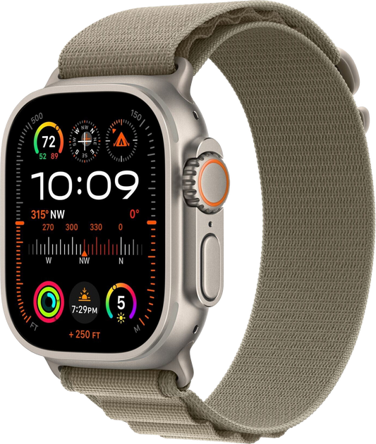 Apple Watch Ultra 2 LTE Silber Titan 49mm Alpine Loop Oliv Medium MREY3 - Ohne Vertrag