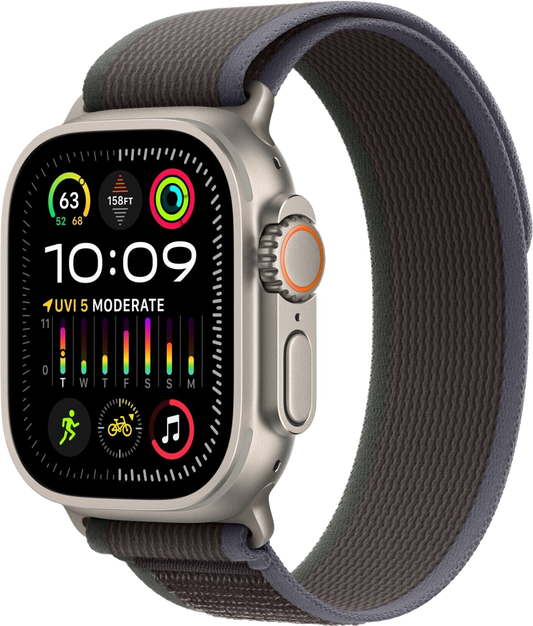 Apple Watch Ultra 2 LTE Titan 49mm Trail Loop Blau/Schwarz M/L MRF63 - Ohne Vertrag