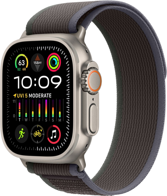 Apple Watch Ultra 2 LTE Titan 49mm Trail Loop Blau/Schwarz S/M MRF53 - Ohne Vertrag