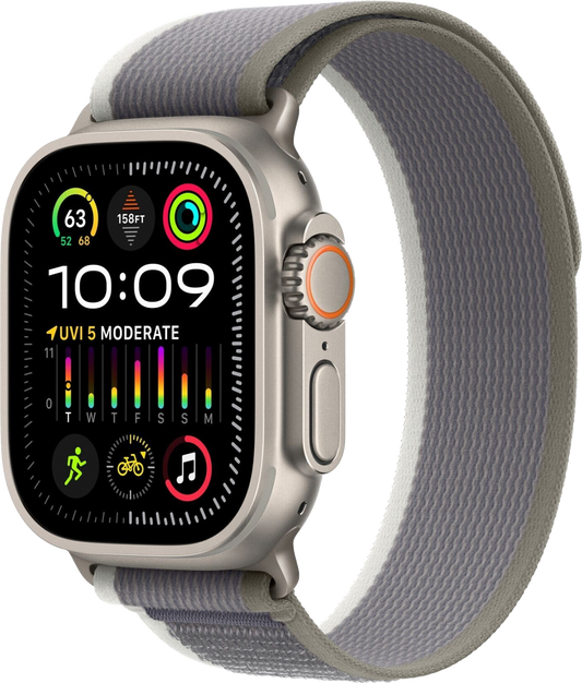 Apple Watch Ultra 2 LTE Titan 49mm Trail Loop Grün/Grau S/M MRF33 - Ohne Vertrag