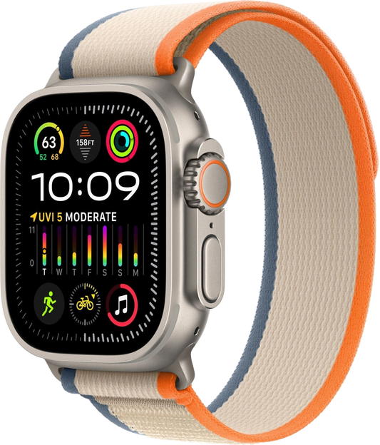 Apple Watch Ultra 2 LTE Silber Titan 49mm Trail Loop Orange/Beige M/L MRF23 - Ohne Vertrag