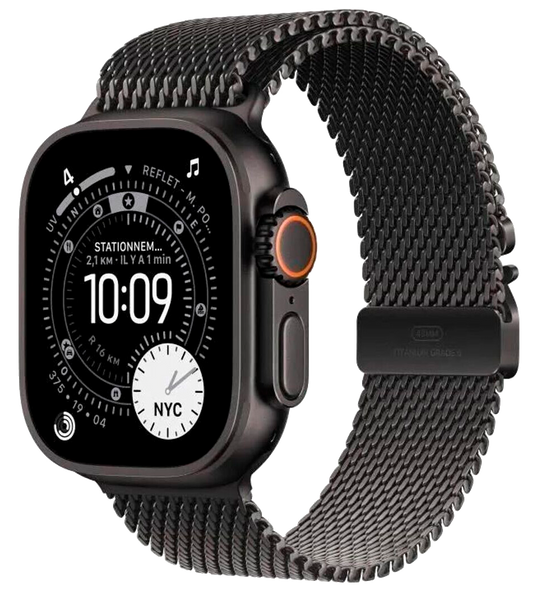 Apple Watch Ultra 3 5G Schwarz Titan 49mm Milanaise Armband Schwarz M MF1Q4 - Ohne Vertrag