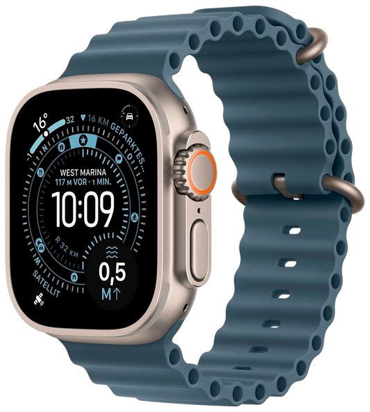 Apple Watch Ultra 3 5G Natur Titan 49mm Ocean Band Maritimblau MEWH4 - Ohne Vertrag