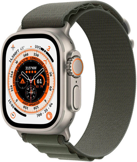 Apple Watch Ultra LTE silber Titan 49mm Alpine Loop Green Large MQFP3 - Ohne Vertrag