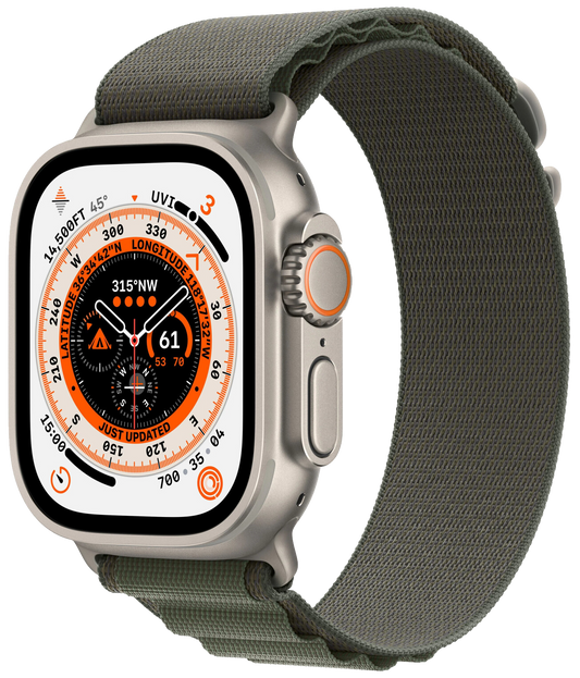 Apple Watch Ultra LTE silber Titan 49mm Alpine Loop Green Medium MQFN3 - Ohne Vertrag