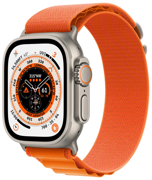 Apple Watch Ultra LTE silber Titan 49mm Alpine Loop Orange Small MNHH3 - Ohne Vertrag