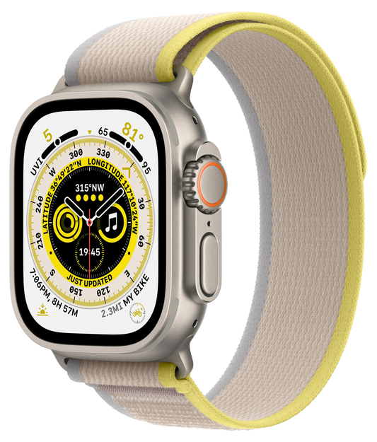 Apple Watch Ultra LTE silber Titan 49mm Trail Loop Gelb/Beige S/M MNHK3 - Ohne Vertrag