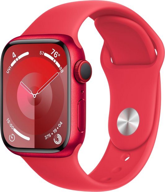 Apple Watch 9 LTE Alu 41mm Sportarmband rot S/M MRY63 - Ohne Vertrag
