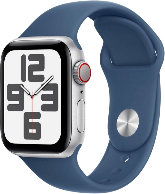 Apple Watch SE 2022 LTE 40mm Silver Alu Sportarmband Denim S/M MXDF3QF - Ohne Vertrag