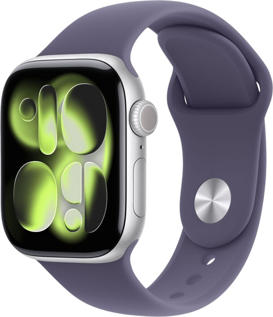 Apple Watch 11 GPS Silver Alu 46mm Sportarmband Purple Fog M/L MEVA4 - Ohne Vertrag