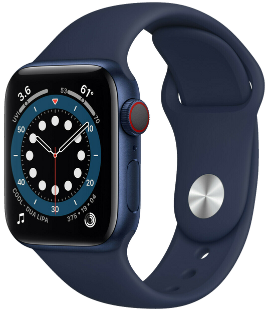 Apple Watch 6 LTE Blau Aluminium 40mm Sportarmband Blau M06Q3 - Ohne Vertrag